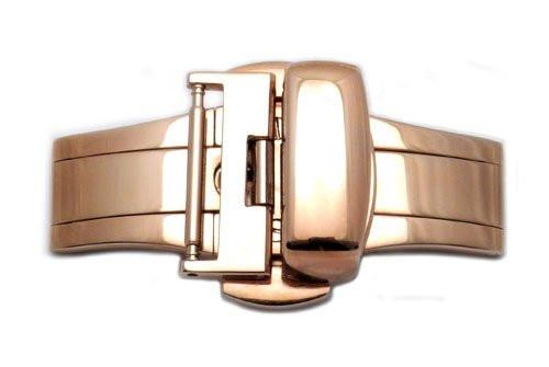 Hadley Roma Rose Gold Push Button Butterfly Deployment Clasp