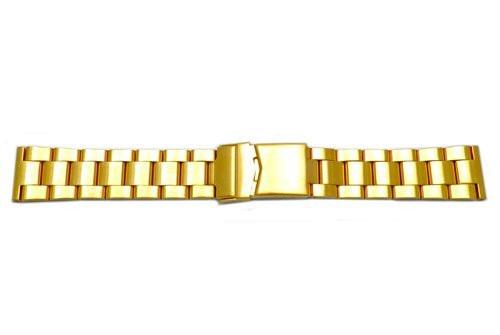 Hadley Roma Rolex Submariner Style Gold Tone Solid Link Watch Bracelet - Straight End