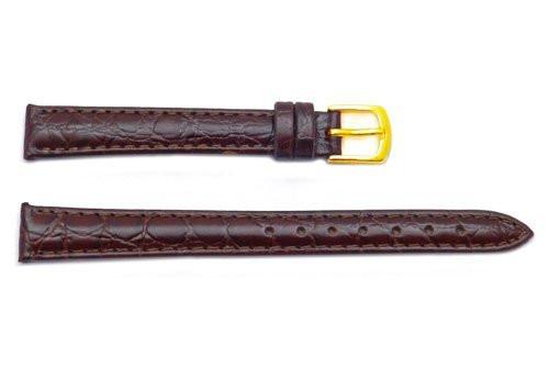 Hadley Roma Crocodile Grain Brown Textured Leather Long Watch Strap