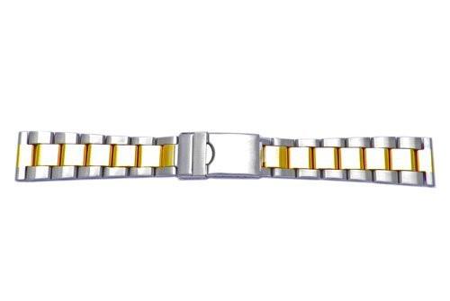 Hadley Roma 20mm Dual Tone Rolex Oyster Style Solid Link Watch Bracelet - Straight End