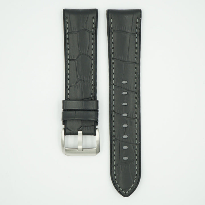 Leather Over Silicone Black/Gray Strap image