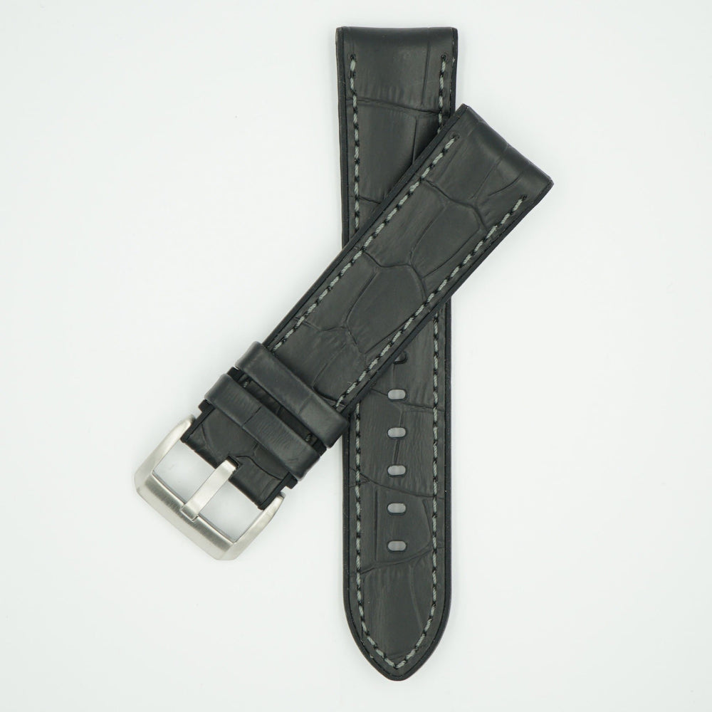 Leather Over Silicone Black/Gray Strap image