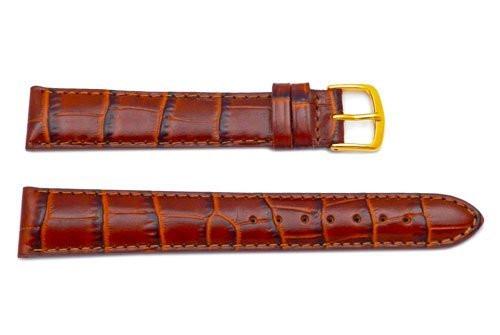 Hadley Roma Brown Genuine Italian Calfskin Long Alligator Grain Watch Strap