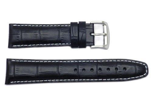 Citizen Black 22mm Crocodile Grain Leather Watch Band