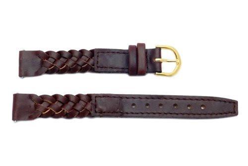 Timex Ladies Long Brown Woven Leather Watch Band