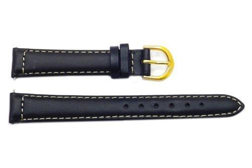 Timex Black Leather With White Contrast Stitching Watch Strap