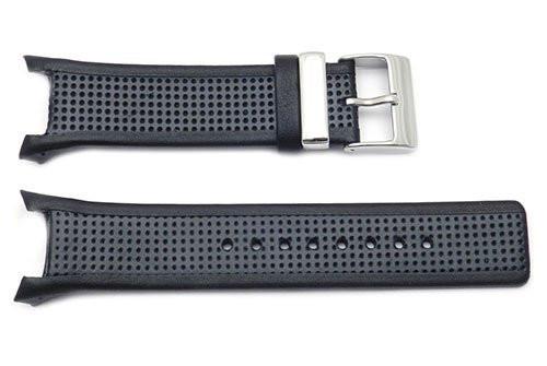 Kenneth Cole Genuine Leather And Rubber Black 28mm Watch Strap Combo