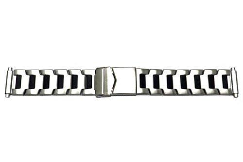 Hadley Roma Stainless Steel and Black Sport Metal Watch Bracelet