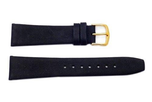 Hadley Roma Black Mens' Genuine Calfskin Flat Watch Band