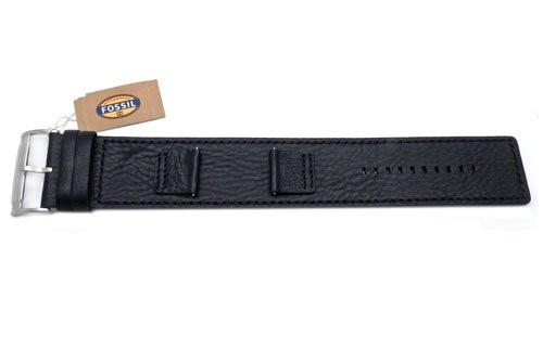 Fossil Black Smooth Genuine Heirloom Leather 22mm Wide Watch Cuffband