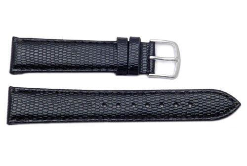 Hadley Roma Java Lizard Grain Black Textured Padded Watch Strap