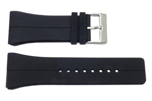 Kenneth Cole 28mm Black Polyurethane Watch Band With Silver Buckle