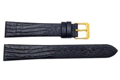 Genuine Seiko Black Textured Leather Lizard Grain 18mm Watch Band