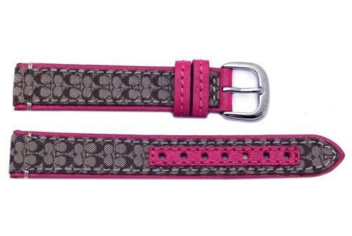 Genuine Coach Fuchsia Smooth Leather 15mm Monogram Watch Band