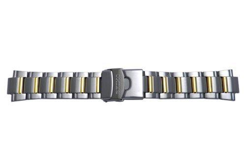 Seiko Dual Tone Push Button Fold Over Clasp With Safety Watch Bracelet