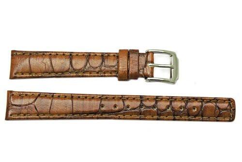 Kenneth Cole Semi Gloss Leather Brown Crocodile Grain Square Tip 14mm Watch Band