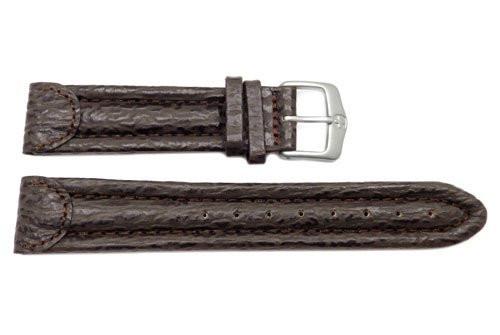 Genuine Wenger Dark Brown Sharkskin 20mm Leather Watch Strap