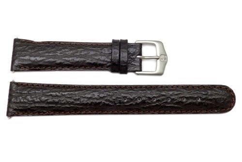 Genuine Wenger Dark Brown Sharkskin 19mm Leather Watch Strap