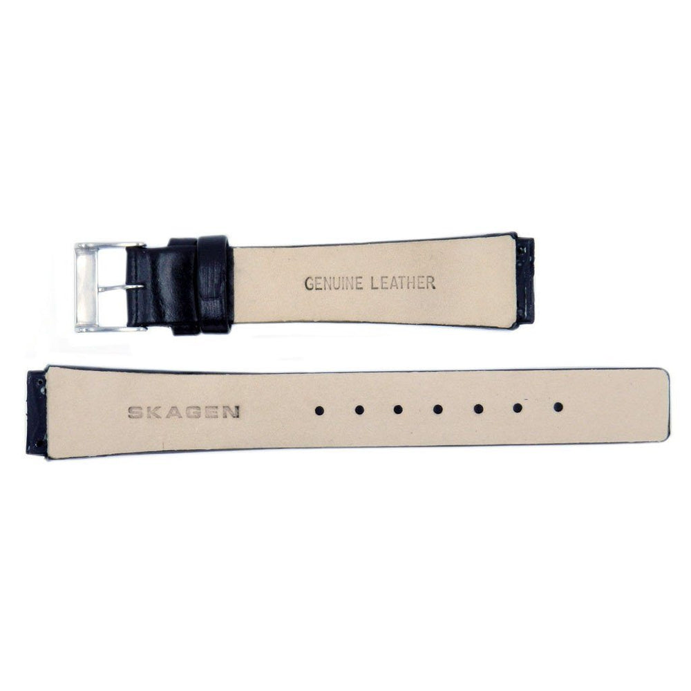 Genuine Skagen 433SSLB Black Smooth Leather 16mm Watch Strap image