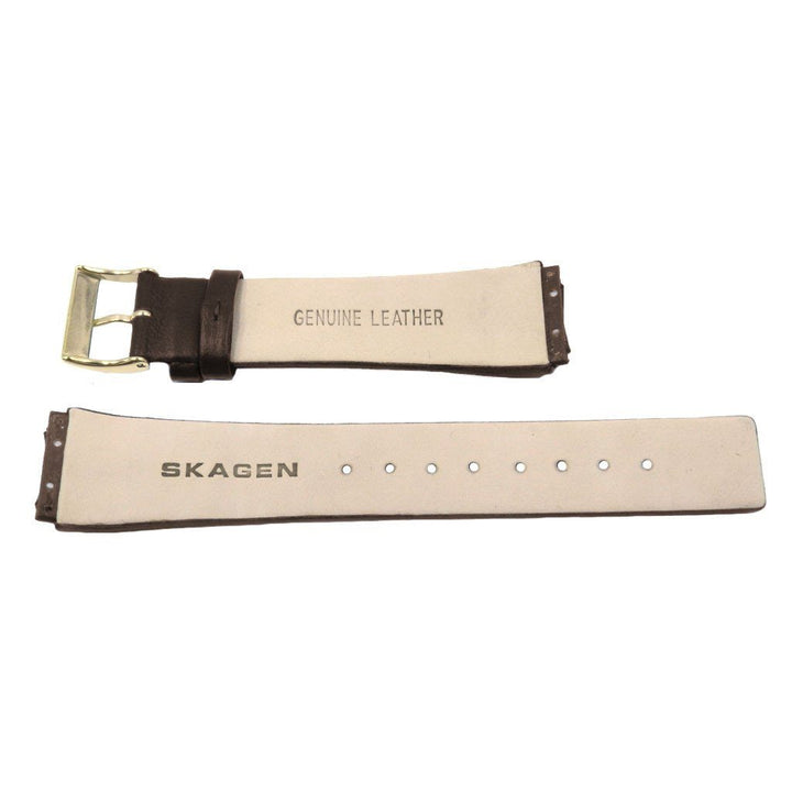 Genuine Skagen Dark Brown Smooth Leather 22mm Watch Strap - Screws image