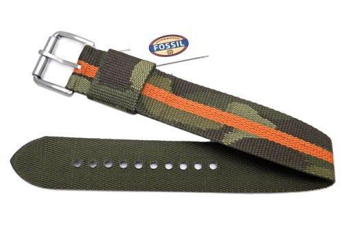 Fossil Defender Series Camo With Orange Stripe Nylon 20mm Watch Strap