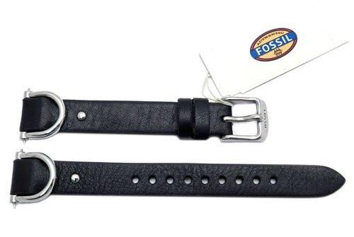 Fossil Black Smooth Leather Biker Style 18mm Watch Strap