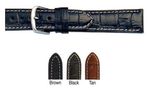 Hadley Roma Genuine Italian Calfskin Alligator Grain Contrast Stitching Watch Band