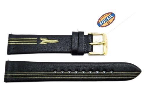 Fossil Black Genuine Leather Rocket Design 18mm Watch Strap