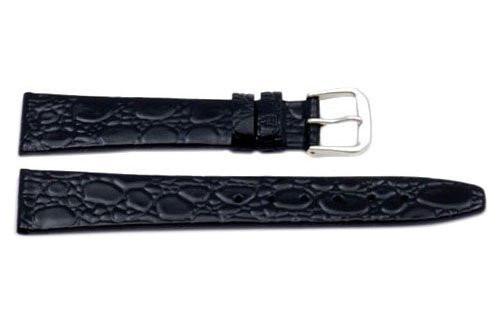 Genuine Crocodile Grain Black Shiny Watch Band