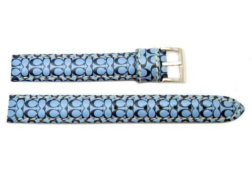 Genuine Coach Blue Leather 12mm Monogram Watch Band