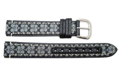 Genuine Coach Black Smooth Leather 15mm Monogram Watch Band