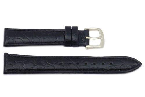 Hadley Roma Light Padded Black Crocodile Grain Leather Long Watch Band