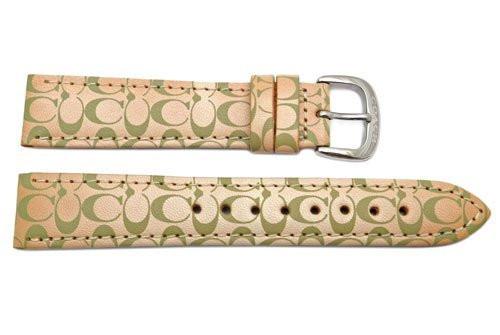 Genuine Coach Beige Leather 18mm Monogram Watch Band