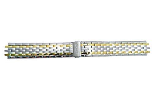 Seiko Dual Tone Push Button Fold Over Clasp 20mm Watch Bracelet