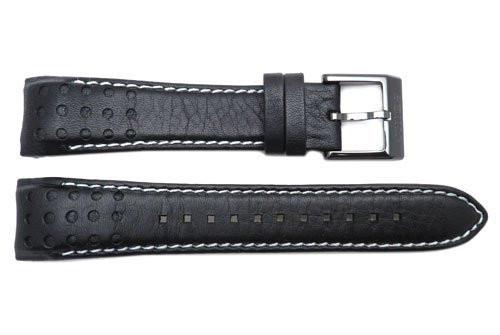 Seiko Black and White Stitching Sportura 21mm Watch Strap