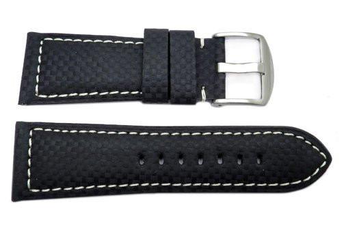 Heavy Padded Carbon Fiber Watch Band With Contrast Stitching