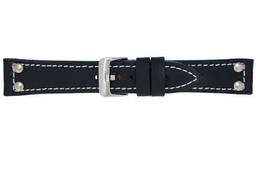 Hadley Roma Black Rubber Sport Leather with Rivets Watch Straps