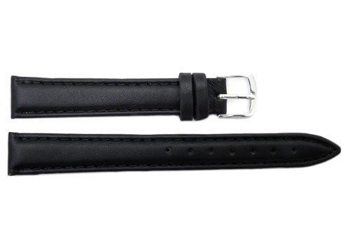 Hadley Roma Ladies Black Genuine Leather Long Watch Strap