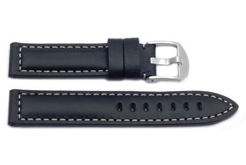 Hadley Roma Heavy Duty Oil Black Sport Leather Watch Strap