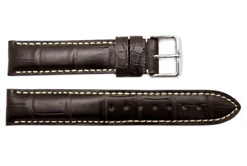 Hadley Roma Men's Dark Brown Genuine Alligator Leather Watch Strap