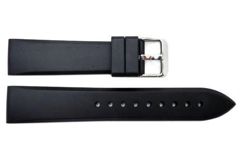 Hadley Roma Men's Black Genuine Rubber 20mm Diver Watch Band