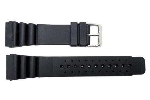 Hadley Roma Black Genuine Rubber Promaster Style 24mm Watch Strap