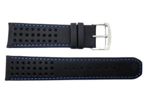 Genuine Citizen Eco Drive Black Leather With Blue Nylon 22mm Watch Strap