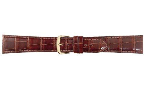 Hadley Roma Genuine Shiny Alligator Cartier Style Tan Watch Band