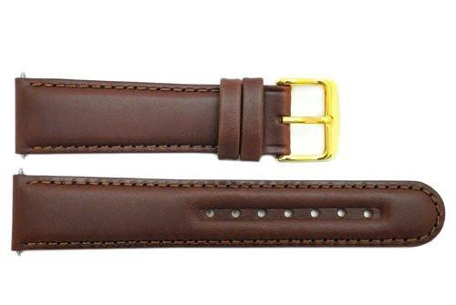 Smooth Brown Genuine Leather 20mm Round Tip Watch Band