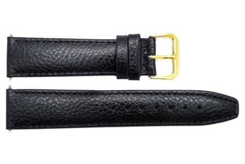 Genuine Smooth Black Leather 20mm Watch Band