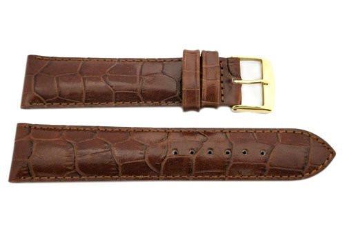 ZRC Genuine Handmade Calfskin Crocodile Grain Tan Leather Watch Strap