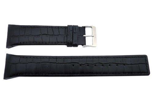 Genuine Skagen Black Crocodile Grain 25mm Leather Watch Strap - Pins