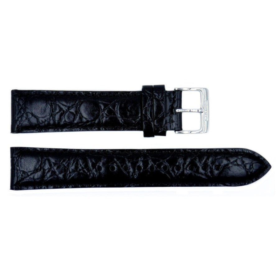 Genuine Seiko Black Leather Crocodile Grain 20mm Watch Strap image