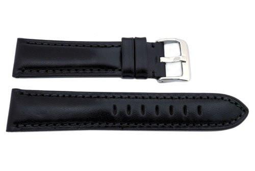 Hadley Roma Smooth Genuine Leather Heavy Padded Black Watch Strap